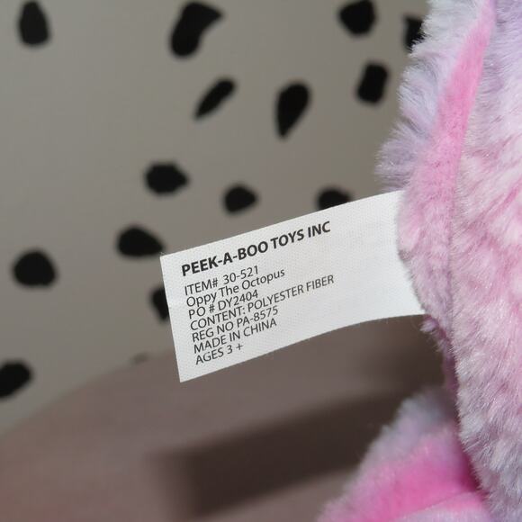 Peek-A-Boo Pink Tie Dye Octopus Plush Stuffed Toy - Picture 5 of 6